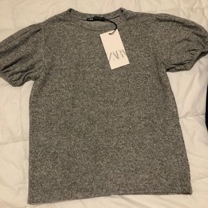 COPY - Soft grey Zara sweater T with cap sleeves